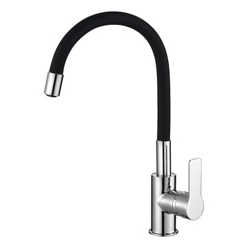 Aqualine - Torneira para lava-loiça com braço flexível LORE preto/cromado brilhante