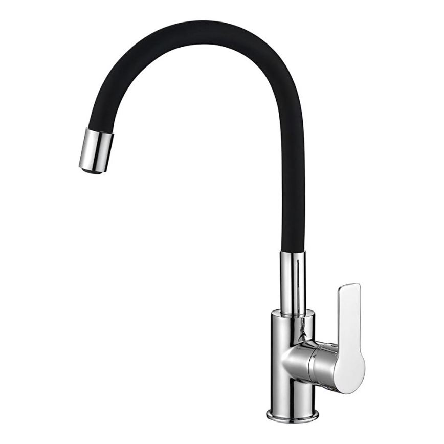 Aqualine - Torneira para lava-loiça com braço flexível LORE preto/cromado brilhante