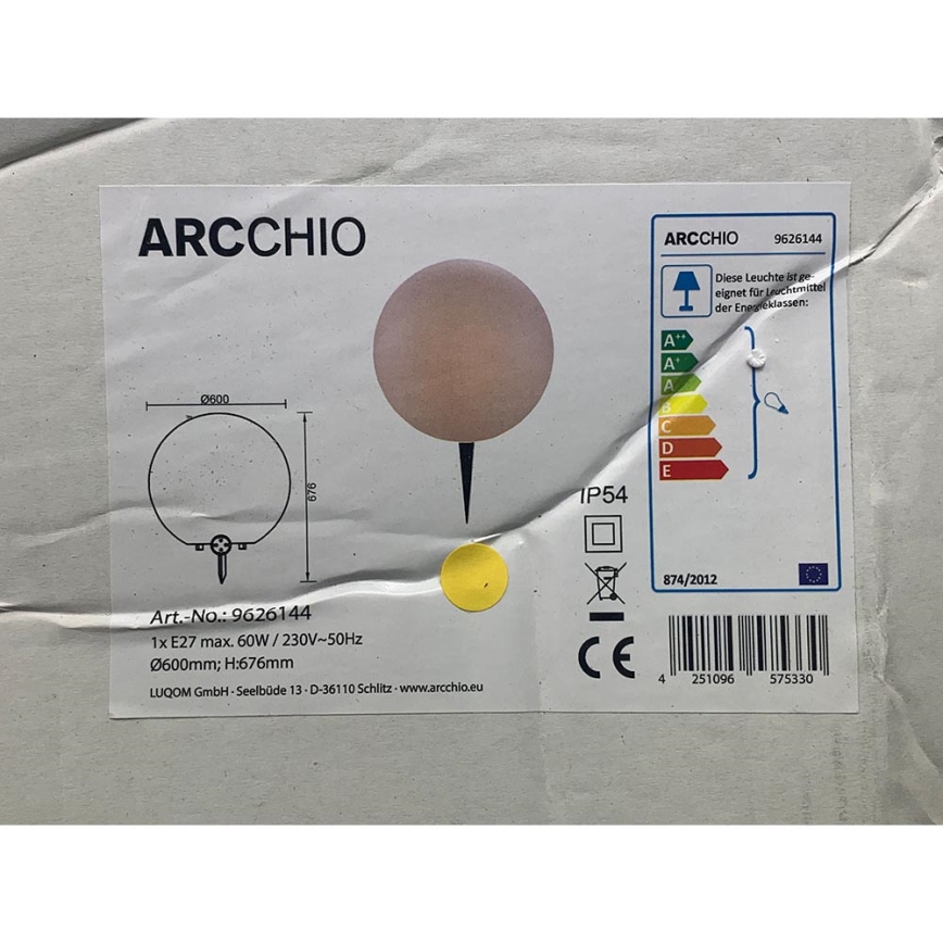 Arcchio - Candeeiro exterior SENADIN 1xE27/60W/230V 60 cm IP54