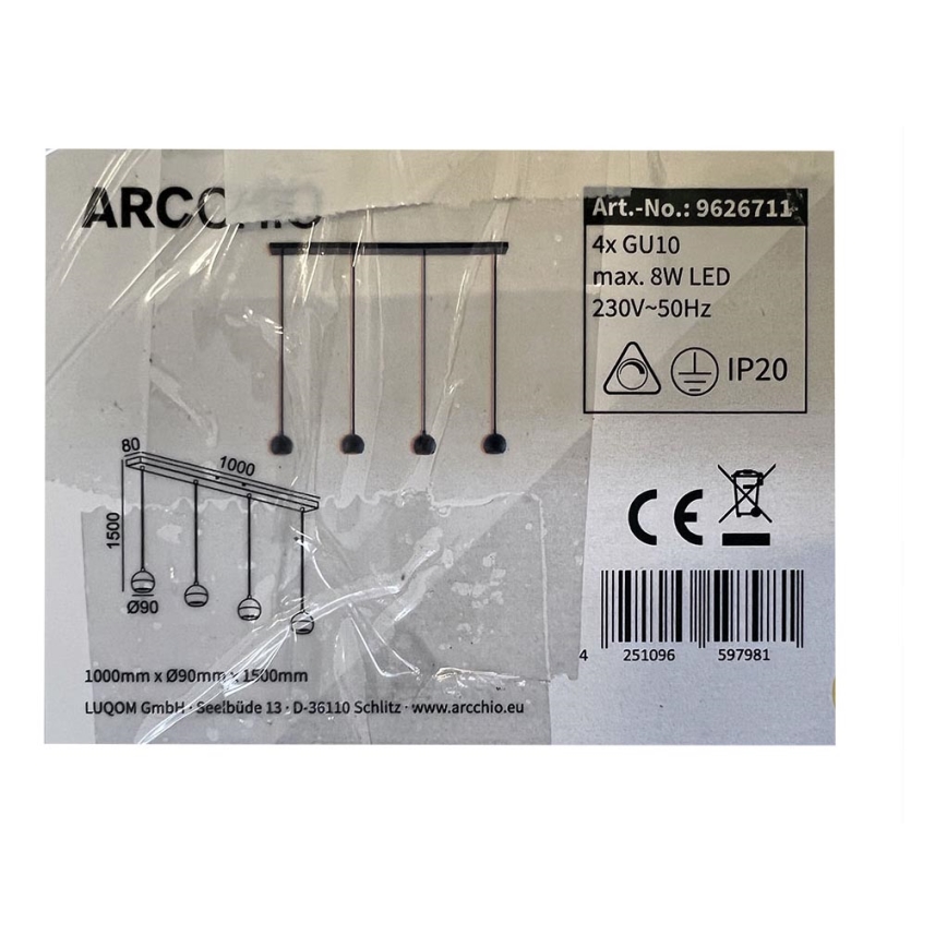 Arcchio - Candelabro suspenso RENKO 4xGU10/8W/230V