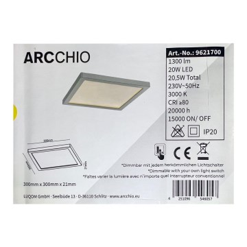 Arcchio - Iluminação de teto LED com regulação SOLVIE LED/20W/230V