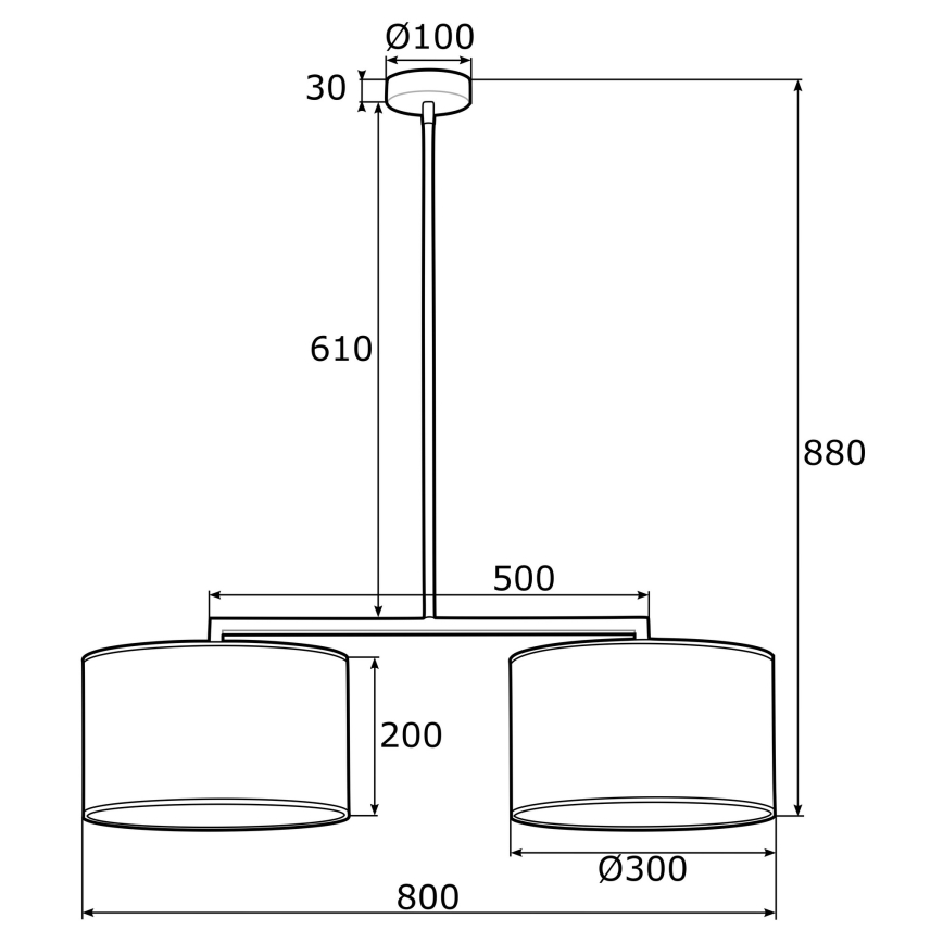 Argon 0899 - Candelabro suspenso KARIN 2xE27/15W/230V preto