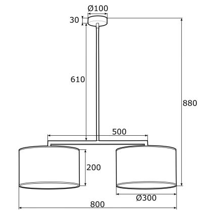 Argon 0900 - Candelabro suspenso KARIN 2xE27/15W/230V branco