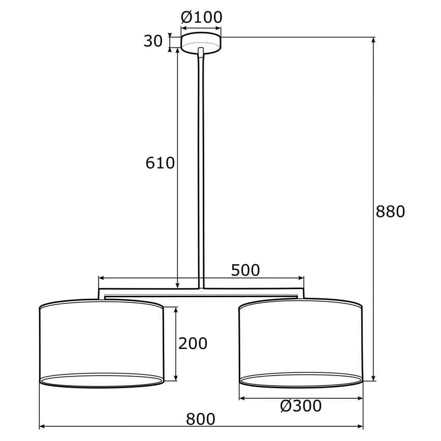 Argon 0900 - Candelabro suspenso KARIN 2xE27/15W/230V branco