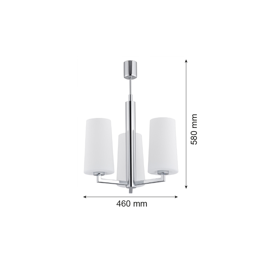 Argon 1224 - Candelabro suspenso CAMELOT 3xE27/15W/230V cromado brilhante