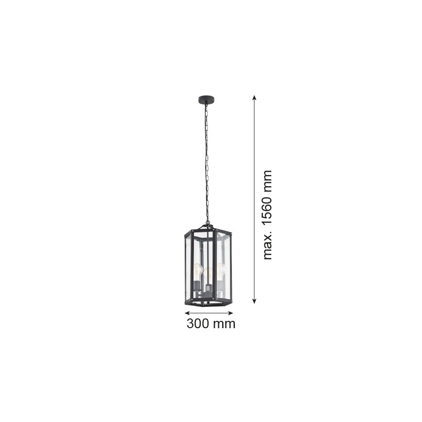 Argon 1253 - Candelabro suspenso BODRUM 3xE27/15W/230V preto