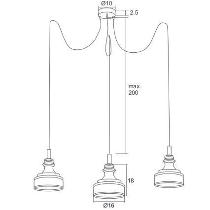 Argon 1354 - Candelabro num fio LED TULUZA 3xLED/5W/230V
