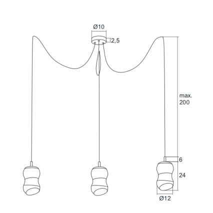 Argon 1357 - Candelabro num fio LED GARDA 3xLED/5W/230V