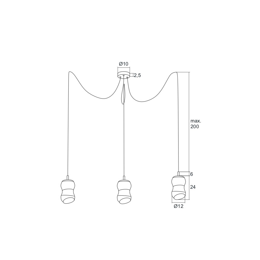 Argon 1357 - Candelabro num fio LED GARDA 3xLED/5W/230V