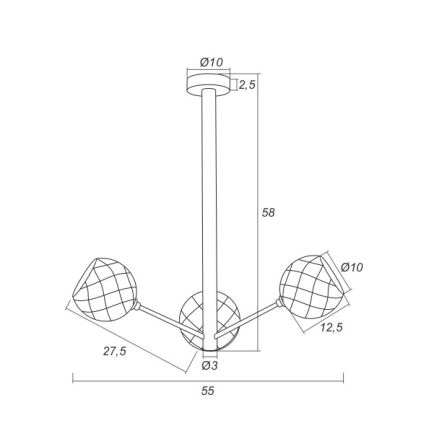 Argon 1358 - Candelabro pendente LED BELLUNO 3xLED/5W/230V