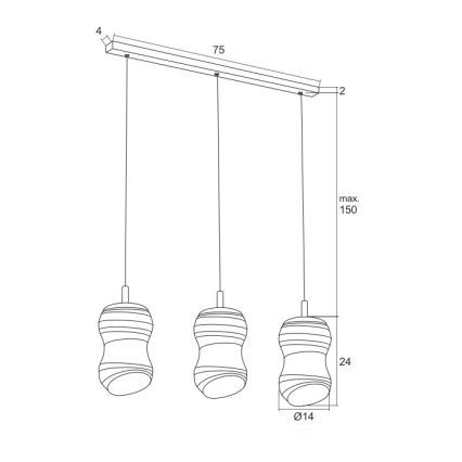 Argon 1366 - Candelabro num fio LED COMO 3xLED/5W/230V