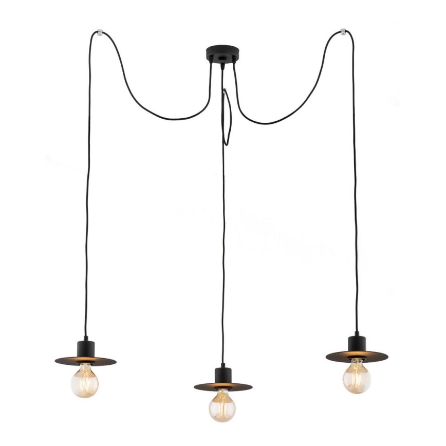 Argon 1377 - Candeeiro suspenso CORSO 3xE27/15W/230V aranha preto
