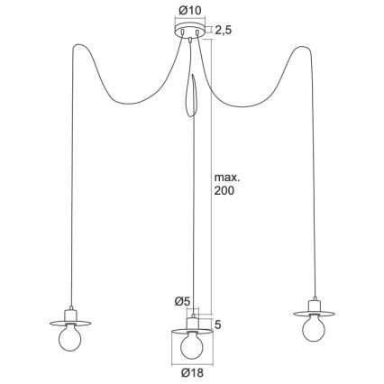 Argon 1377 - Candeeiro suspenso CORSO 3xE27/15W/230V aranha preto