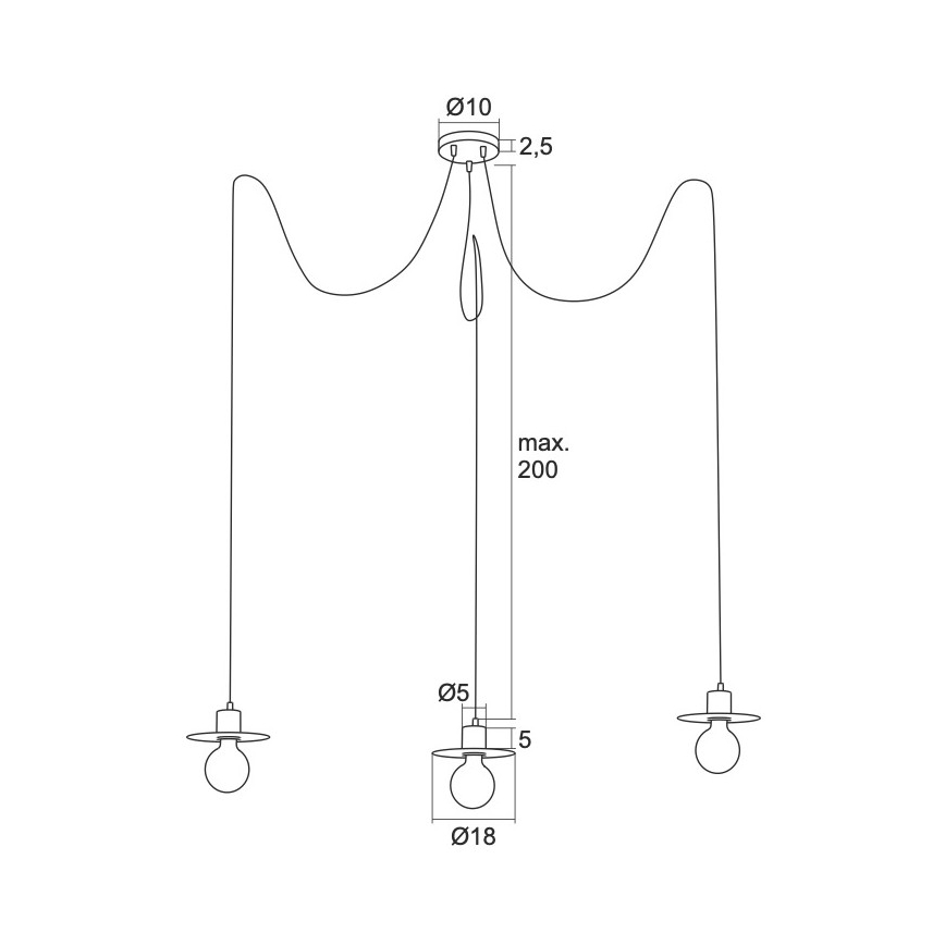 Argon 1377 - Candeeiro suspenso CORSO 3xE27/15W/230V aranha preto