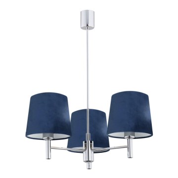 Argon 1381 - Candelabro suspenso BOLZANO 3xE27/15W/230V cromado azul/brilhante