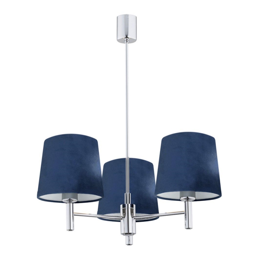 Argon 1381 - Candelabro suspenso BOLZANO 3xE27/15W/230V cromado azul/brilhante