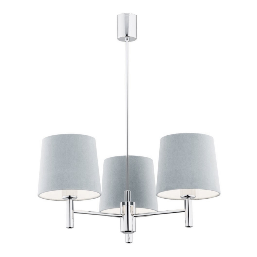 Argon 1383 - Candelabro suspenso BOLZANO 3xE27/15W/230V azul/cromado brilhante