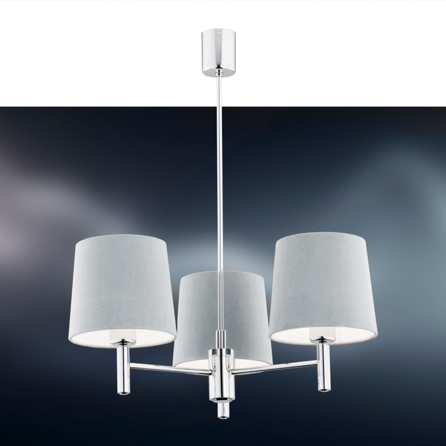 Argon 1383 - Candelabro suspenso BOLZANO 3xE27/15W/230V azul/cromado brilhante
