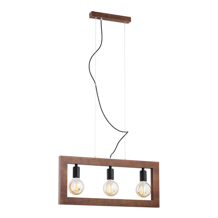 Argon 1397 - Candeeiro suspenso MONTENEGRO 3xE27/15W/230V nogueira