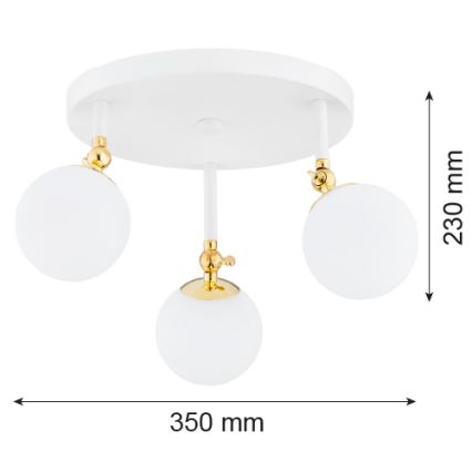 Argon 1434 - Candelabro integrado de casa de banho LATINA 3xE14/7W/230V IP44 branco/dourado