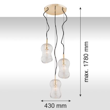 Argon 1464 - Candelabro num fio CADIZ 3xE27/15W/230V