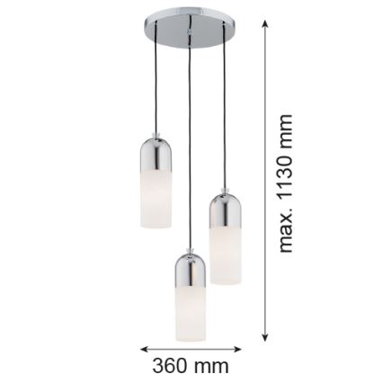 Argon 1465 - Candelabro suspenso BURGOS 3xE27/15W/230V cromado brilhante