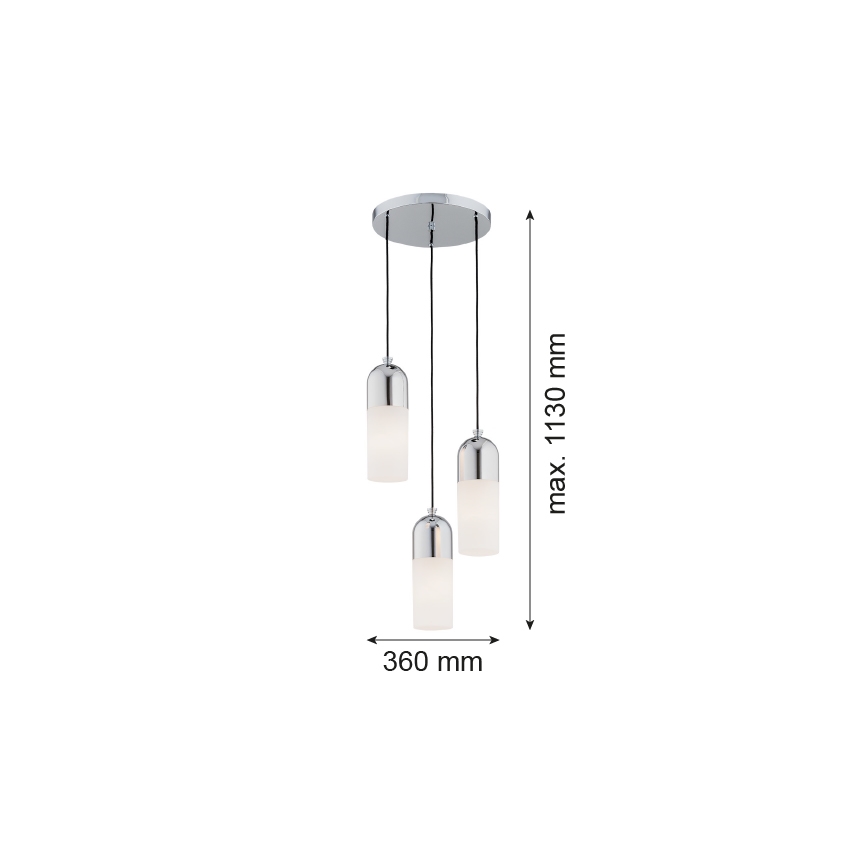 Argon 1465 - Candelabro suspenso BURGOS 3xE27/15W/230V cromado brilhante
