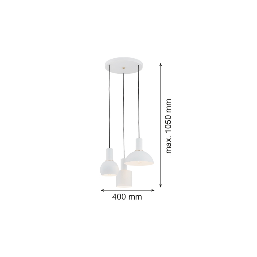 Argon 1468 - Candelabro suspenso SINES 3xE27/15W/230V branco