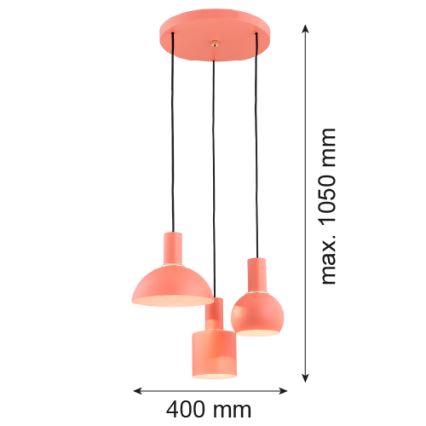 Argon 1469 - Candelabro suspenso SINES 3xE27/15W/230V laranja
