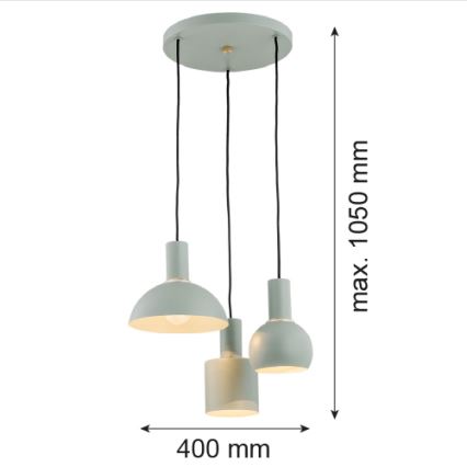 Argon 1470 - Candelabro suspenso SINES 3xE27/15W/230V verde