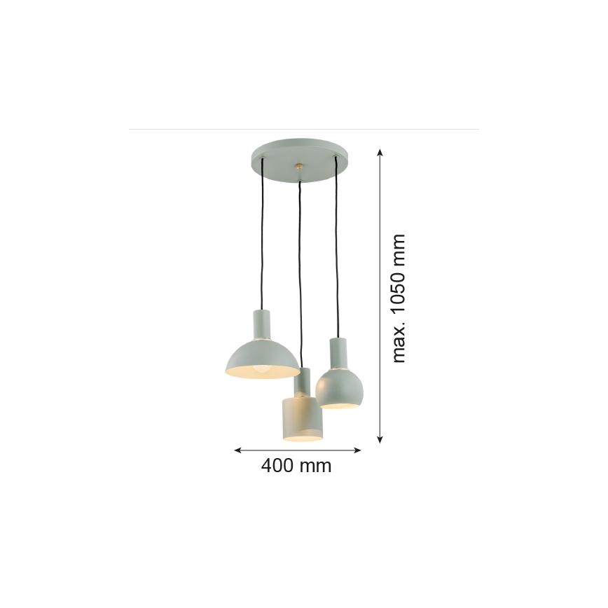 Argon 1470 - Candelabro suspenso SINES 3xE27/15W/230V verde