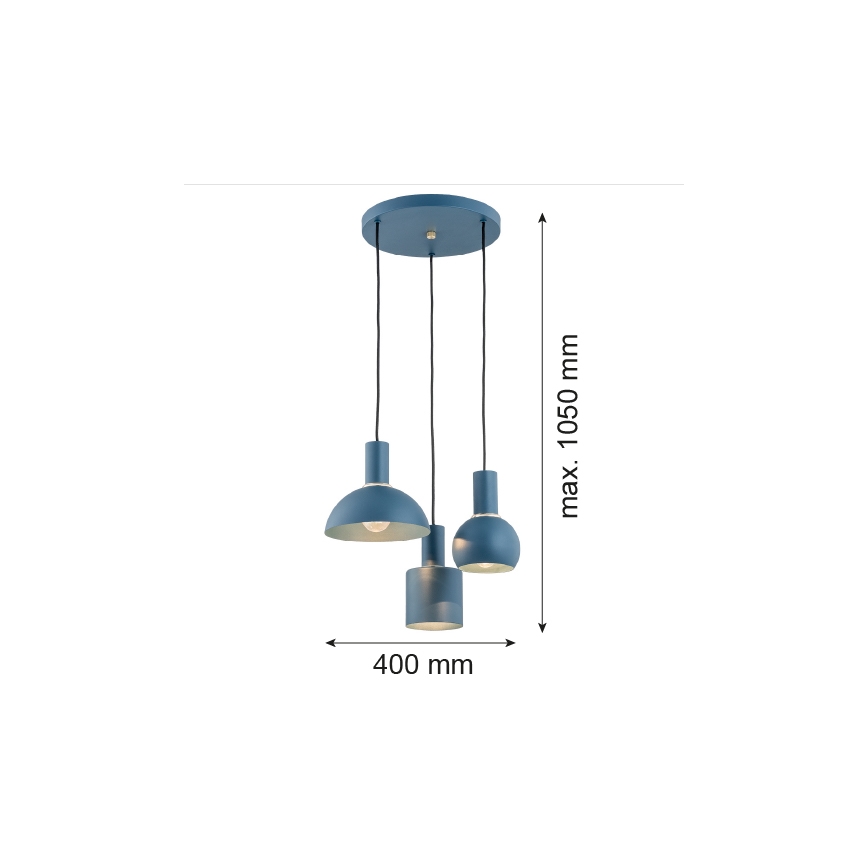 Argon 1471 - Candelabro suspenso SINES 3xE27/15W/230V azul