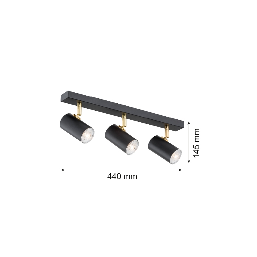 Argon 1476 - Foco LAGOS 3xGU10/5W/230V preto/latão