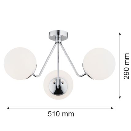 Argon 1477 - Candelabro montado à superfície TOMAR 3xE27/15W/230V cromado brilhante
