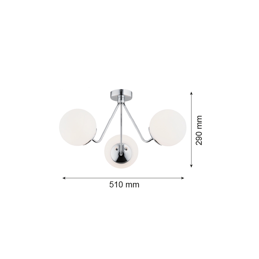 Argon 1477 - Candelabro montado à superfície TOMAR 3xE27/15W/230V cromado brilhante