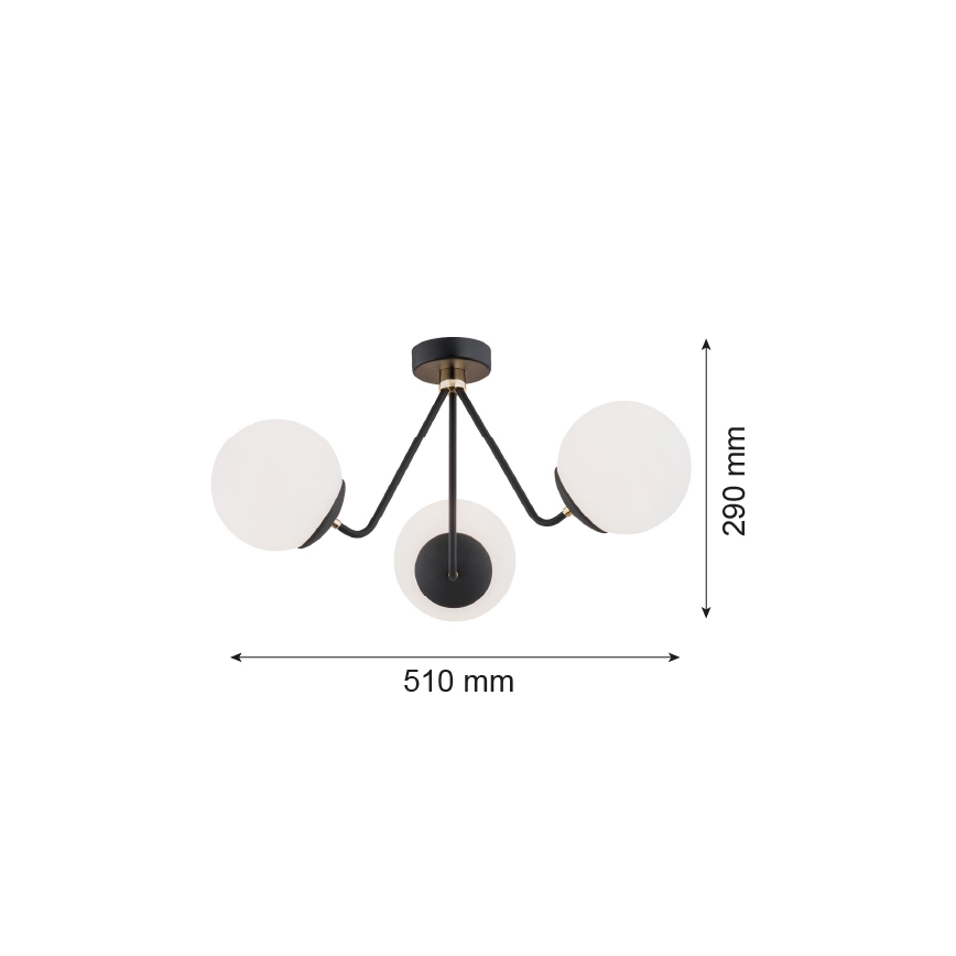 Argon 1478 - Candelabro montado à superfície TOMAR 3xE27/15W/230V preto