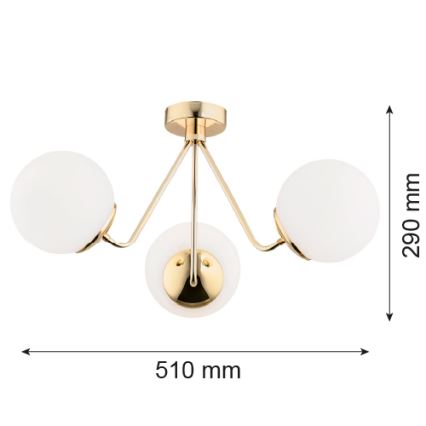 Argon 1481 - Candelabro montado à superfície TOMAR 3xE27/15W/230V latão