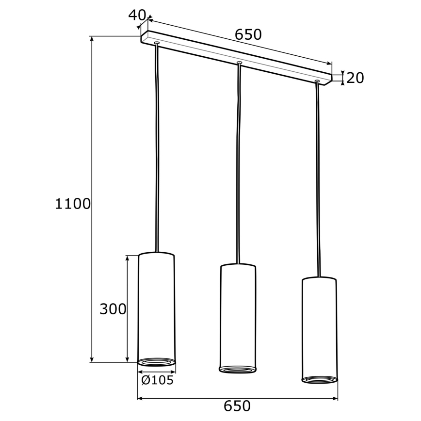 Argon 1486 - Candelabro suspenso LINEA 3xE27/15W/230V latão/preto