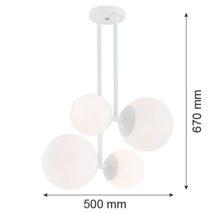 Argon 1644 -Candelabro suspenso ASPEN 4xE27/15W/230V branco