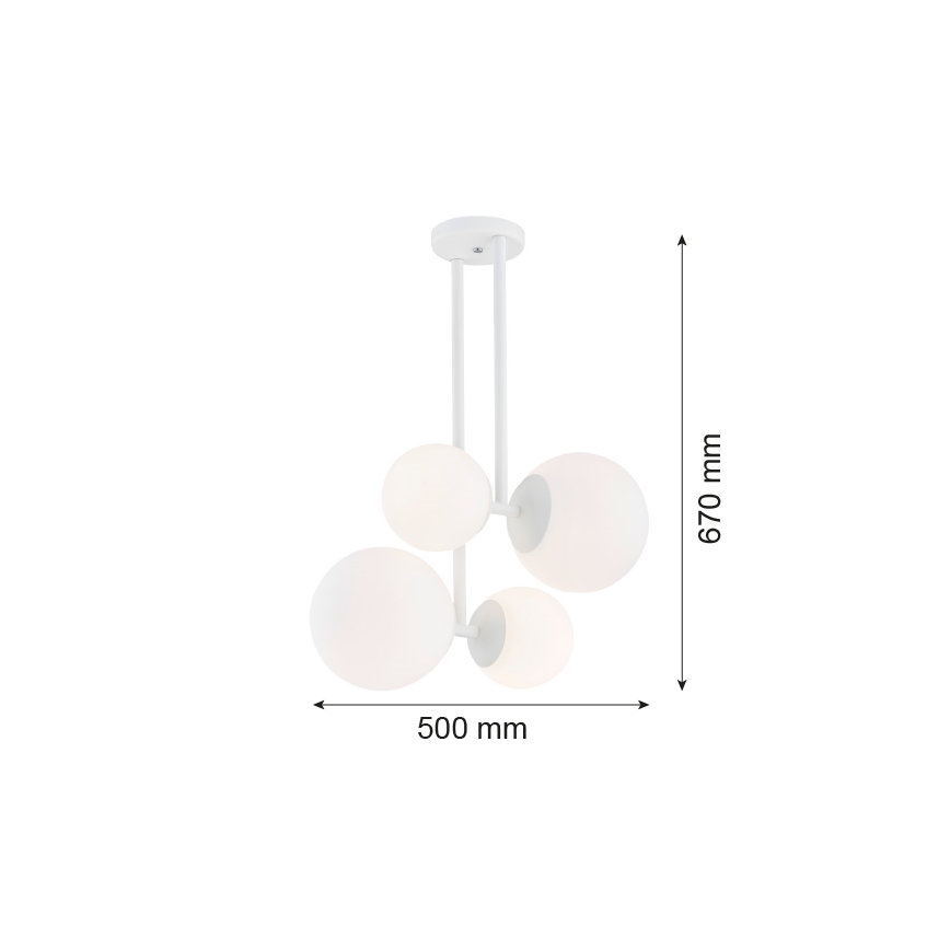 Argon 1644 -Candelabro suspenso ASPEN 4xE27/15W/230V branco