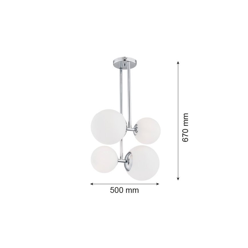 Argon 1646 - Candelabro suspenso ASPEN 4xE27/15W/230V cromado brilhante