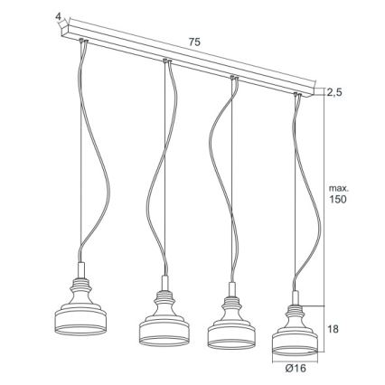Argon 1650 - Candelabro num fio LED TULUZA 4xLED/5W/230V