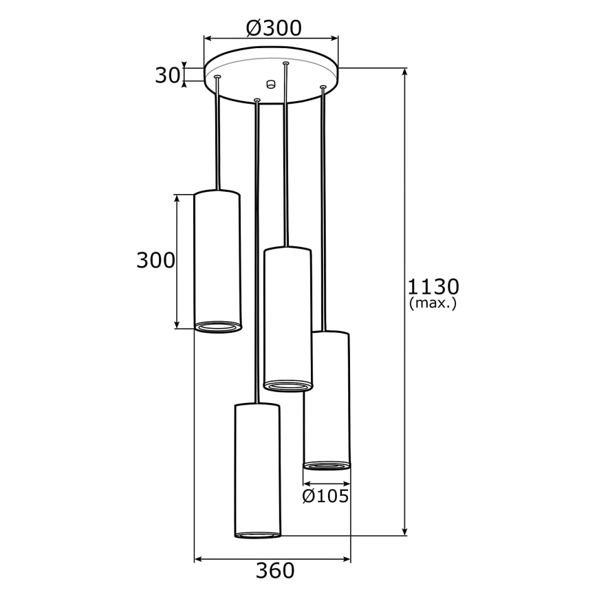 Argon 1693 - Candelabro suspenso LINEA 4xE27/15W/230V latão/preto