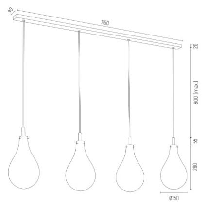 Argon 1741 - Candelabro suspenso OAKLAND 4xG9/6W/230V