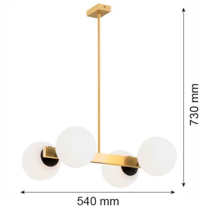 Argon 1767 - Candelabro suspenso FREEMONT 4xE27/15W/230V dourado/branco/preto