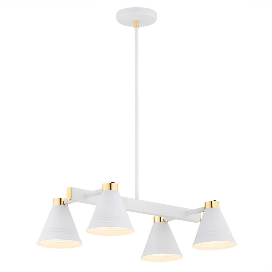 Argon 1773 - Candelabro suspenso AVALONE 4xE27/15W/230V branco/dourado