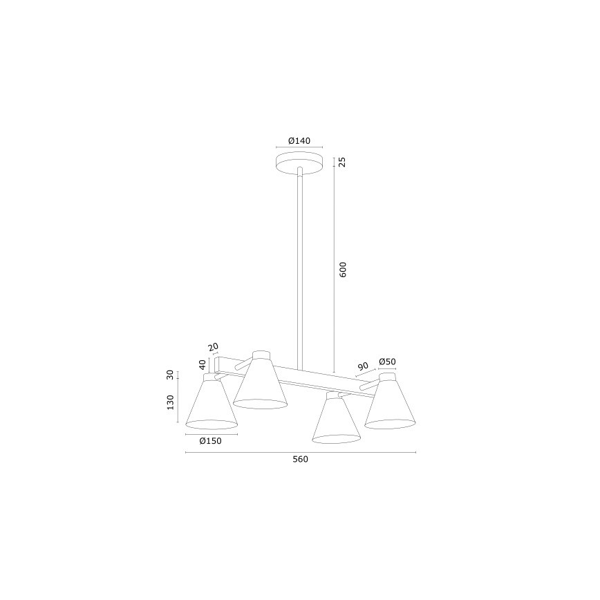 Argon 1773 - Candelabro suspenso AVALONE 4xE27/15W/230V branco/dourado