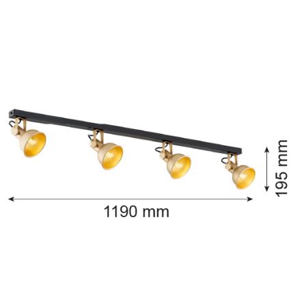 Argon 1801 - Foco LENORA 4xE14/7W/230V dourada/preto