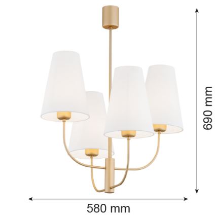 Argon 1821 - Candelabro suspenso SAFIANO 4xE27/15W/230V dourada