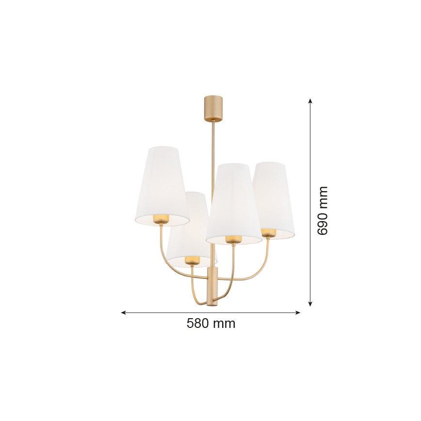 Argon 1821 - Candelabro suspenso SAFIANO 4xE27/15W/230V dourada